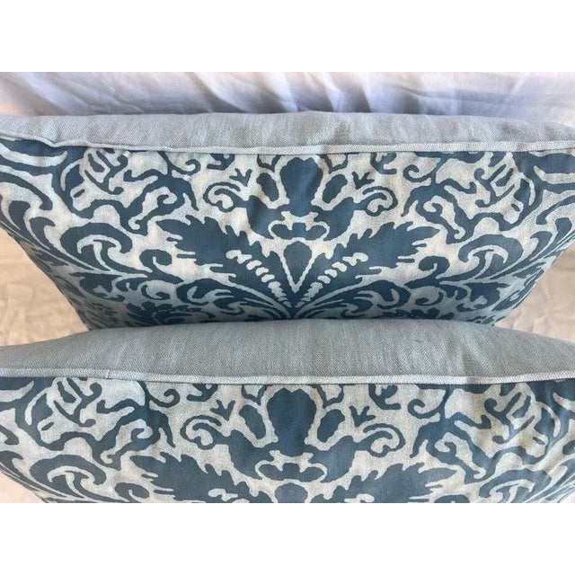 1960s Pair of Blue Fortuny Pillows For Sale - Image 5 of 7