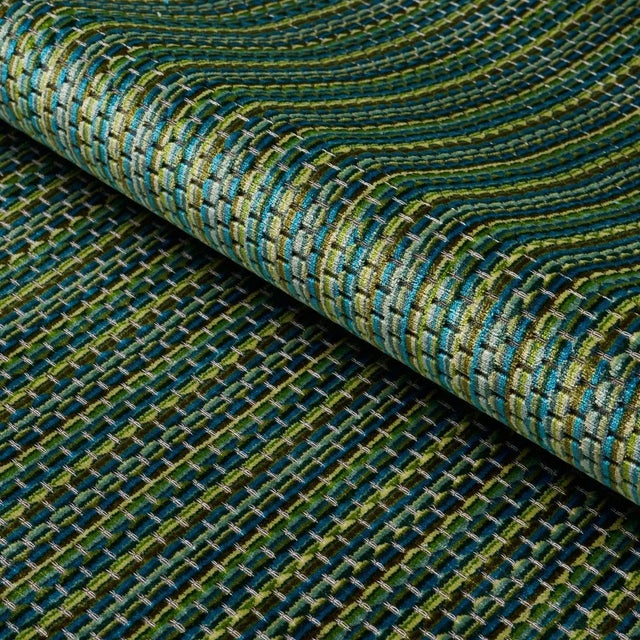 Schumacher Downtown Velvet Fabric in Peacock For Sale