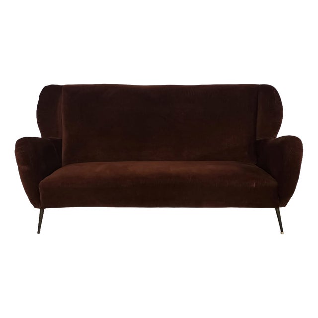 Vintage Italian Velvet Sofa, 1950s For Sale