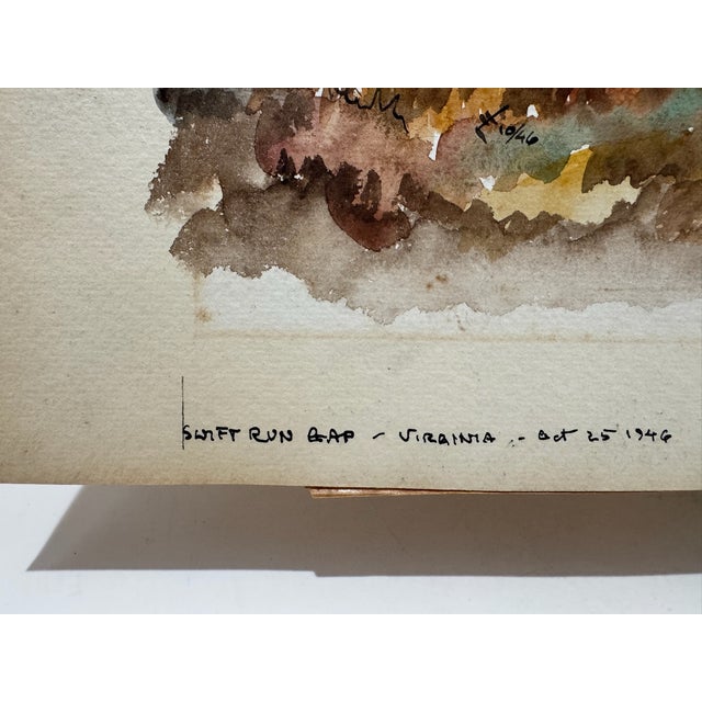 Henry Emil Salloch Original Watercolor on Paper Swift Run Gap Virginia, 1946 For Sale In Atlanta - Image 6 of 7
