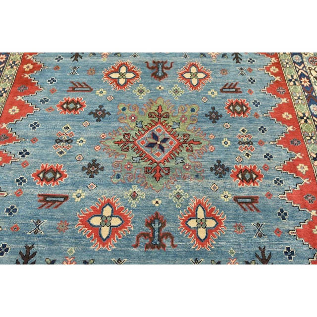 2020s Kazak Rug 9'1'' X 12'5'' Blue Wool Tribal Hand-Knotted Oriental Carpet For Sale - Image 5 of 12