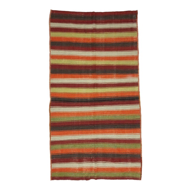 Textile Colorful Striped Vintage Kilim Rug For Sale - Image 7 of 7