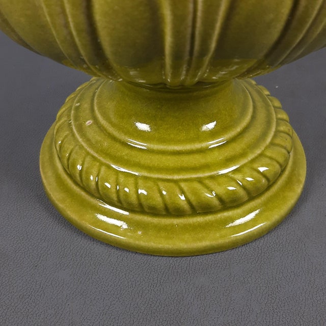 Green Majolica Vase with Dolphin Handles by C.B. Robbia Gualdo Tadino, 1960s For Sale - Image 12 of 15