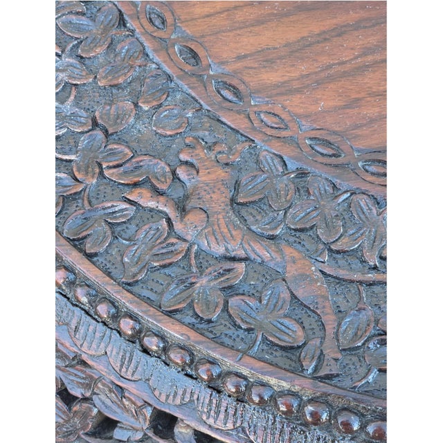 19th Century Heavily Carved Rosewood Side Table/Center Table; Made in Burma. For Sale - Image 10 of 18