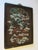 1930s Chinese Dragon Painted Glass Colored Flowers White Clouds Brown Wood Frame Brass Hanging Hardware For Sale - Image 10 of 14
