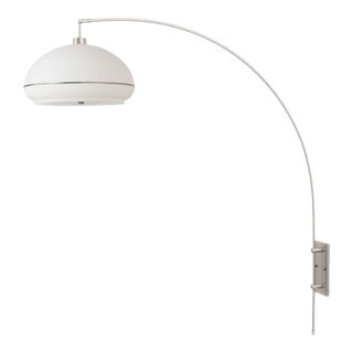 Morelli Oval Brass Wall Sconce, 1960s - Lucite Shade, Satin Nickel Base For Sale