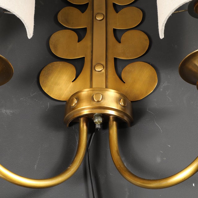 Mid 20th Century Mid-Century Modern Brass Two-Arm Sconces W/ Sculptural Volute Motif - a Pair For Sale - Image 16 of 18
