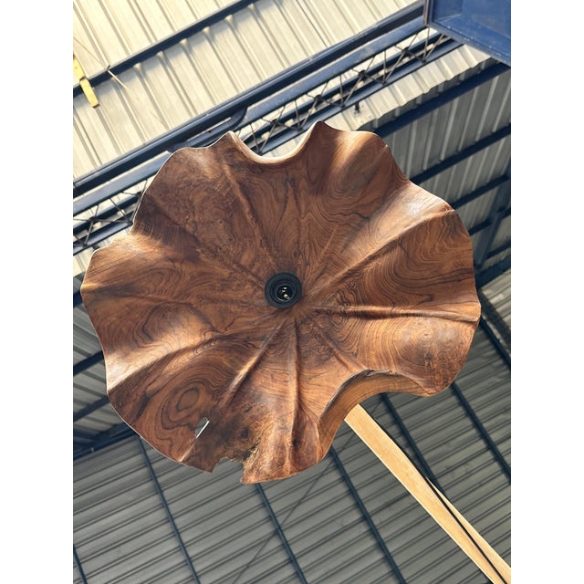 Large Pendant Light in Corrugated Teak Leaf For Sale - Image 16 of 18