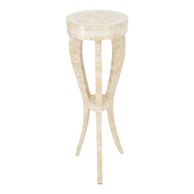 Tessellated Stone Tri Leg Pedestal Stand Side Table For Sale