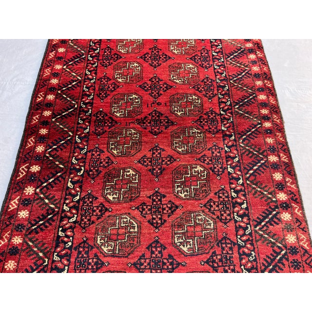 2000 - 2009 Vintage Afghan Ersari Turkmen Bokhara Gallery Rug - 8'1" X 3'7" For Sale - Image 5 of 12