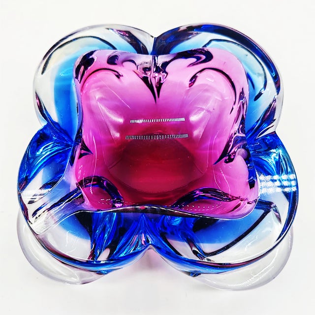 Vintage Pink and Sky Blue Ashtray in Murano Glass, 1960s For Sale - Image 4 of 8