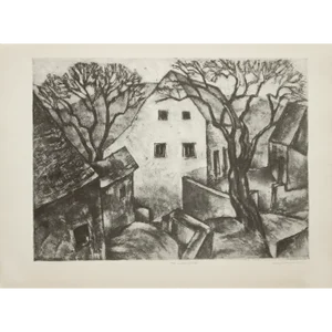 1939 After Albert Heckman "The Side Street", First Edition Period Offset Lithograph