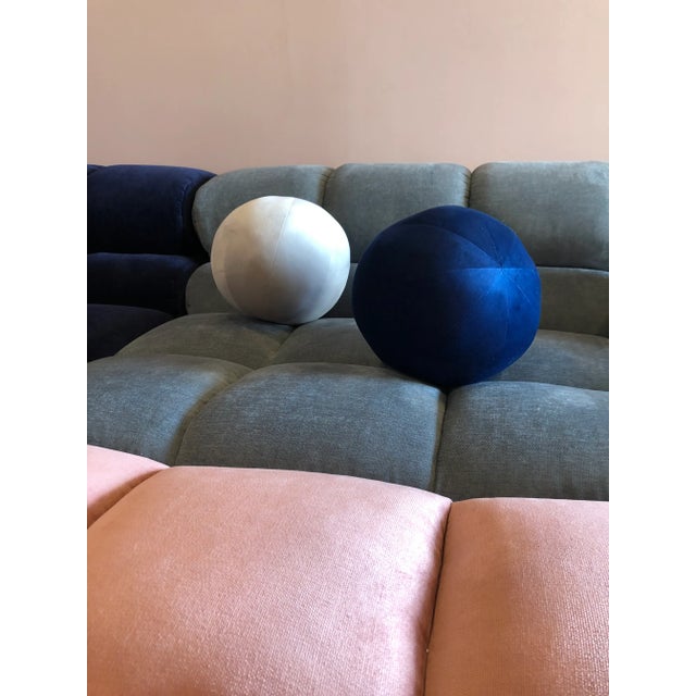 Mid-Century Modern Ball Pillow, Royal Blue For Sale - Image 3 of 5