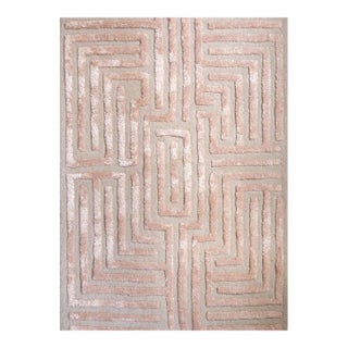 Knossos Hand-Tufted Maze Rug, Peony Pink, 4x6 For Sale
