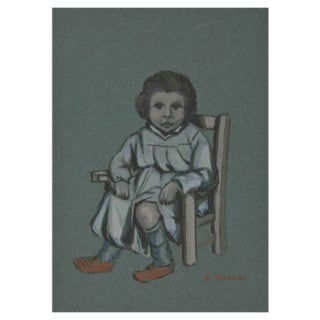 Augusto Monari, The Baby, Mixed Media Drawing, Early 20th Century For Sale