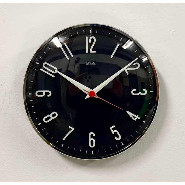 Metal Vintage Dark Blue Wall Clock from Metamec, 1970s For Sale - Image 7 of 18