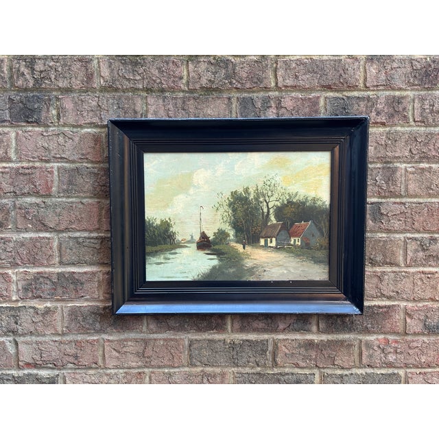 Beautiful, 19th Century Dutch Landscape Oil Painting For Sale - Image 9 of 9