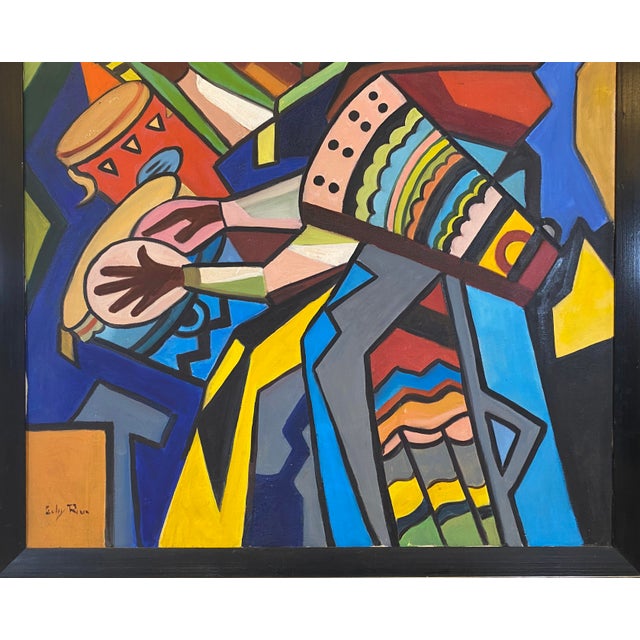 Abstract Bold Modernist Abstract Figurative Painting by Gaby Riva, in the Spirit of Wifredo Lam For Sale - Image 3 of 8