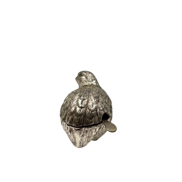 1970s. Hollywood Regency Silver-Plate Quails Shaped Salt and Pepper, Gucci Italy - 3 pcs For Sale - Image 9 of 11