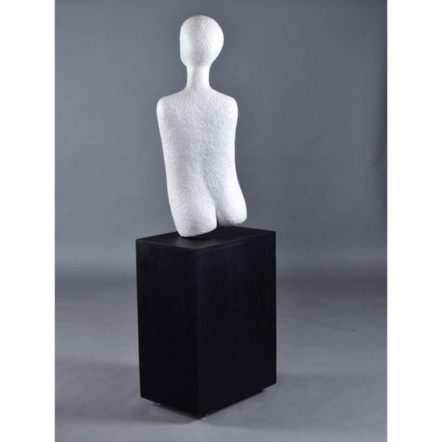 White Modern Minimalist White Life Size Figural Sculpture on Black Pedestal Base For Sale - Image 8 of 13