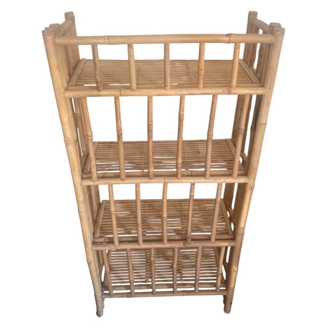 Vintage Mid-Century 4-Tier Bamboo Folding Etagere Bookshelf For Sale In West Palm - Image 6 of 12
