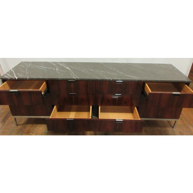 Mid-Century Modern Florence Knoll Marble Top Rosewood Credenza For Sale - Image 3 of 11