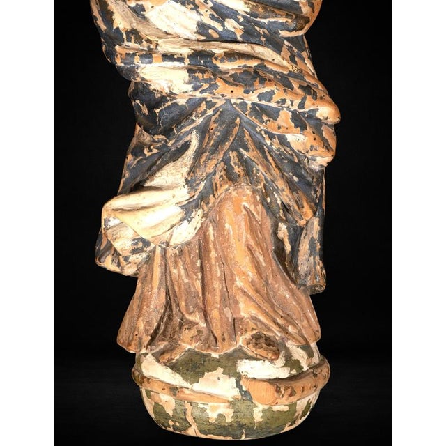 Renaissance Style Carved Wood Virgin and Child, 1500s For Sale - Image 4 of 7