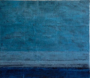 Turquoise Blue Stripes Acrylic Painting