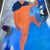 Orange 1970’s Original Unstretched Abstract Painting Man in Clouds Signed For Sale - Image 8 of 8