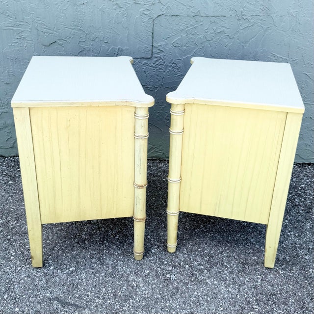 Cream Vintage Coastal Faux Bamboo Bali Hai Nightstands by Henry Link - A Pair For Sale - Image 8 of 10