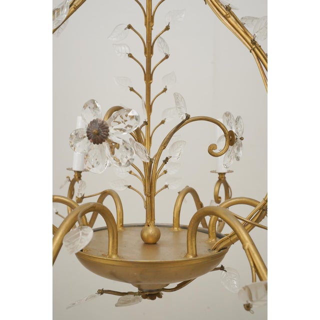 Bagues Style Gold Finish Foliate Glass Chandelier For Sale - Image 6 of 12