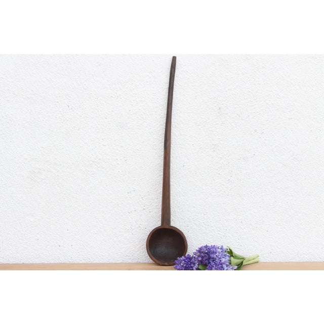 Wood Patinated Dark Brown Long Spoon For Sale - Image 7 of 7
