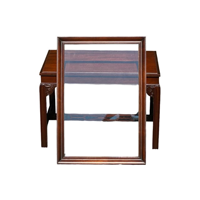 Wood Mid 20th Century Mahogany Chippendale Style Butlers Coffee Table With Glass Top Serving Tray For Sale - Image 7 of 12