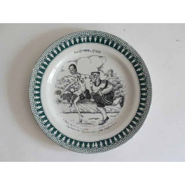 Ceramic 1920s Vintage French Sporting Humorous Faience Plates- Set of 4 For Sale - Image 7 of 8