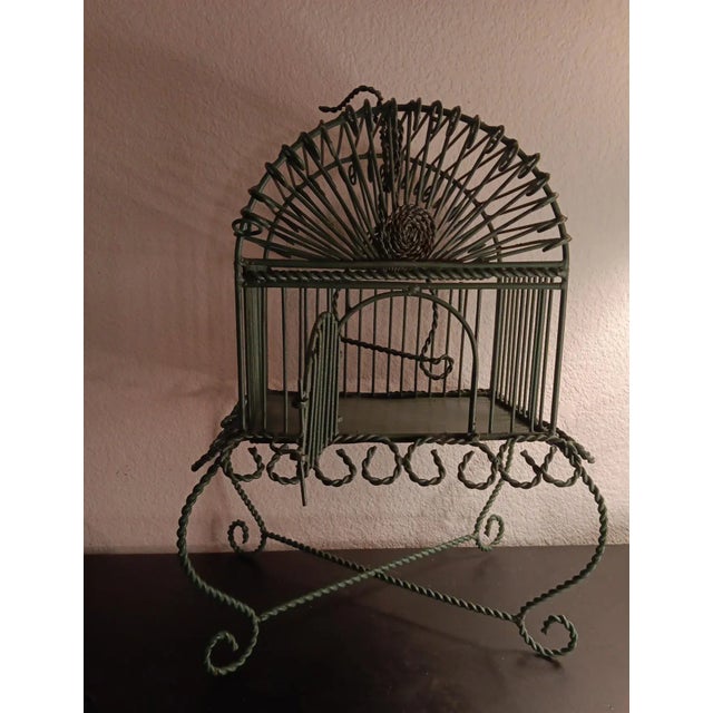 GORGEOUS Vintage Wrought Iron Green Victorian Scrolled 16"Hx12"Wx9"D Bird Cage. Great as bird cage or floral decor. This...