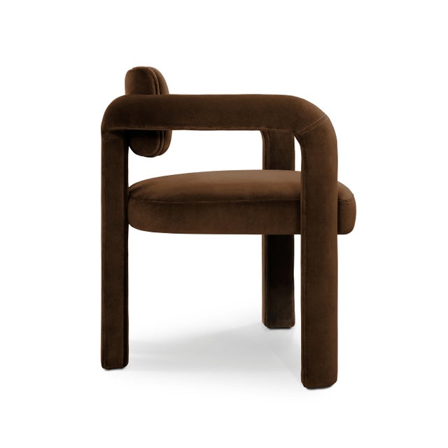 Double Arch Dining Chairs in Dark Brown Cotton Velvet from Insidherland, Set of 10 For Sale - Image 4 of 14