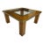 1950s Olive Ash Burl and Brass Coffee Table With Recessed Glass Insert For Sale