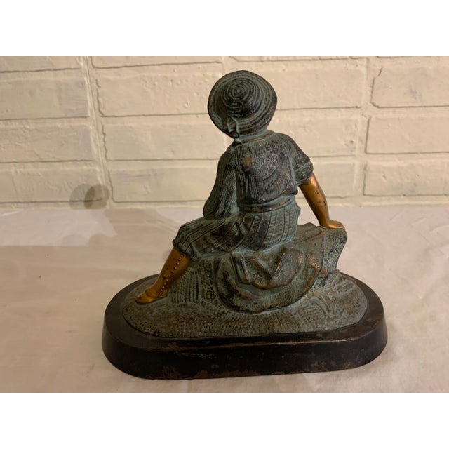 19th Century French Copper and Gilt Metal Figure of Shepherd Boy For Sale - Image 4 of 6