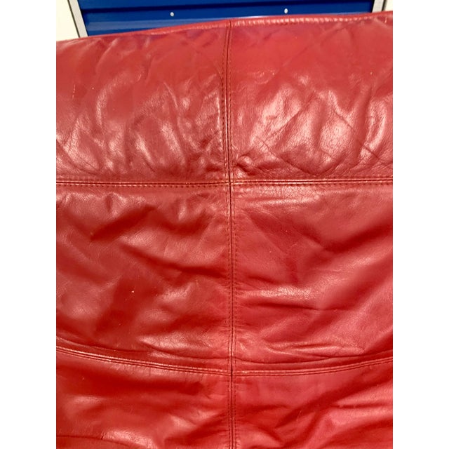 Red Vintage Ikea Polhem Leather and Bentwood Loveseat For Sale - Image 8 of 10