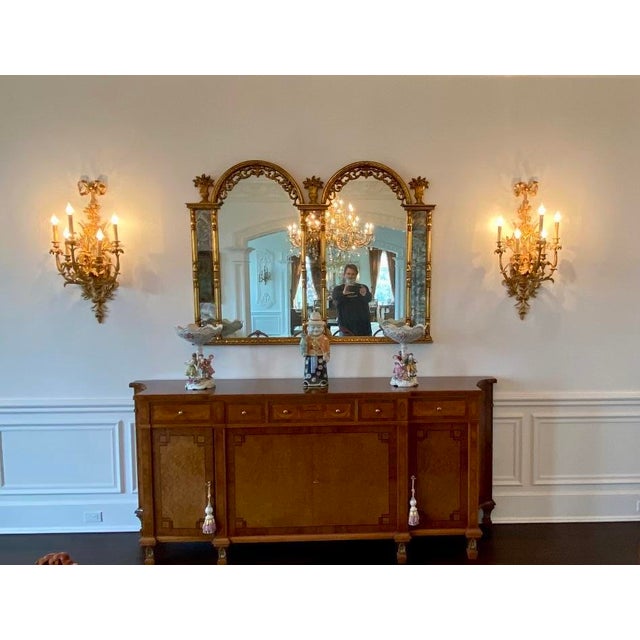 Pair of 2 Stunning Metal Hard Wired Sconces With Gold Colored Design and 5 Candelabras in Mint Condition