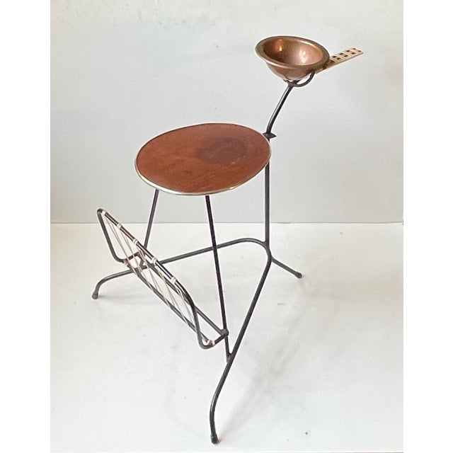 Black Danish Smokers Side Table and Magazine Rack in Teak and String Iron, 1950s For Sale - Image 8 of 10