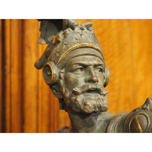 Metal Pair of Highly Detailed Cast Antique Military Figures With Gilt Accents For Sale - Image 7 of 13