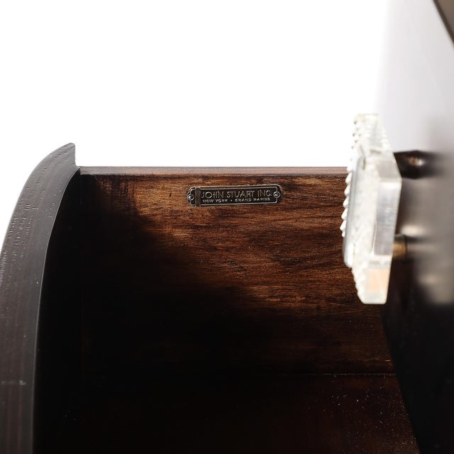 1940s Art Deco Ebonized Walnut High Chest With Molded Lucite Pulls For Sale - Image 5 of 12