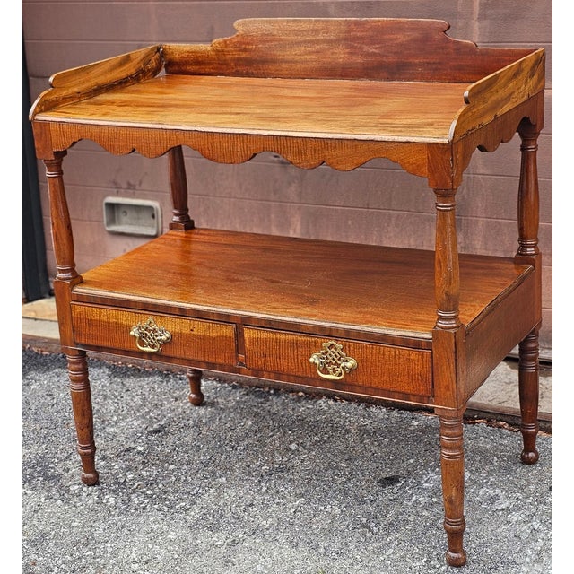 Early 20th Century Early 20th Century Federal Style Mahogany Double Drawers Tiered Wash Stand For Sale - Image 5 of 10