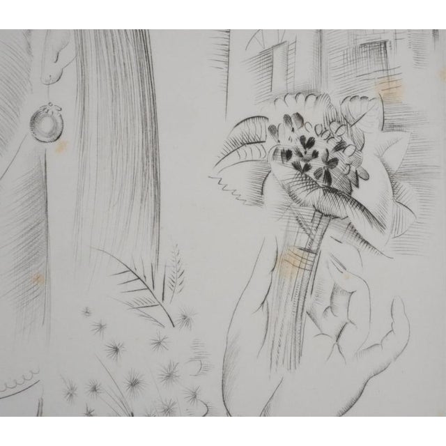 Mily Possoz, Young Woman with a Bouquet, Original Signed Engraving For Sale - Image 9 of 11