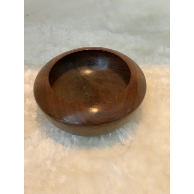 Mid-Century Modern Artist Signed Black Walnut Wooden Bowl For Sale - Image 3 of 5