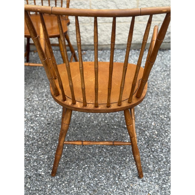 Set of 6 Windsor Style Spindle Back Dining Chairs, Warm Honey Tone For Sale In Philadelphia - Image 6 of 12