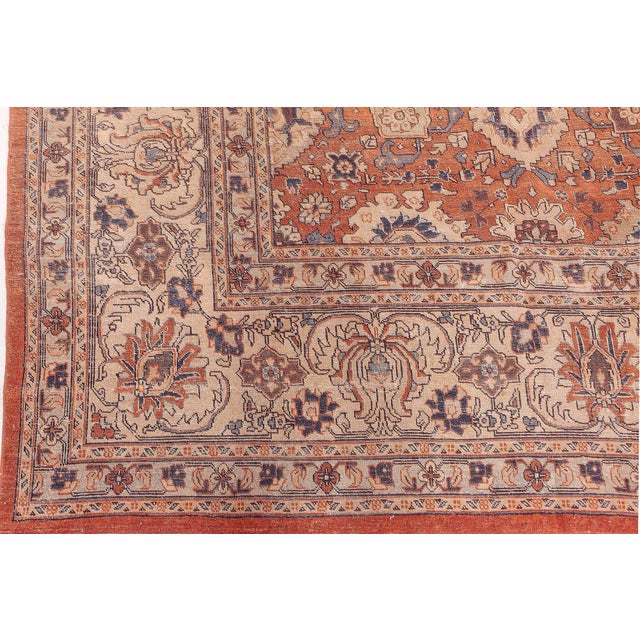 Authentic Persian Tabriz Red Handmade Wool Carpet For Sale In New York - Image 6 of 7