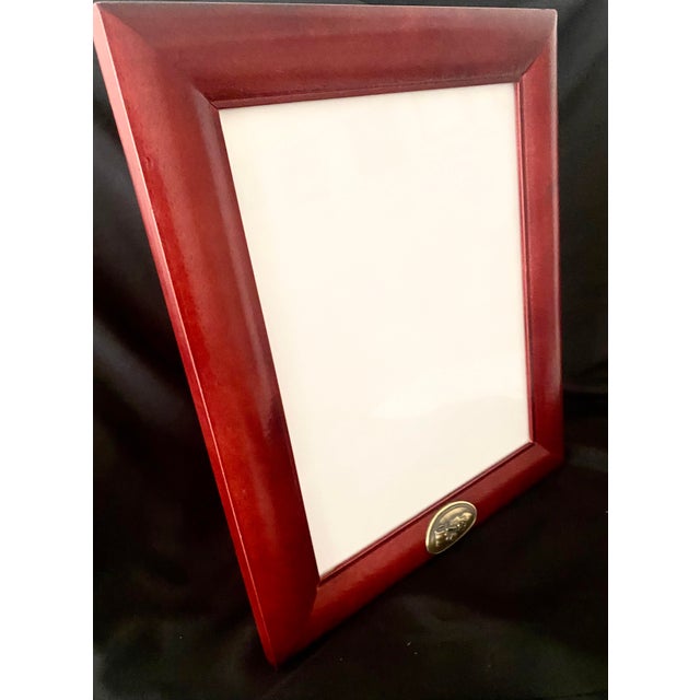 Wood Vintage Burnes of Boston Cherry Wood 8x10 Frame With Brass Baby Shoes Motif Excellent Condition. For Sale - Image 7 of 15
