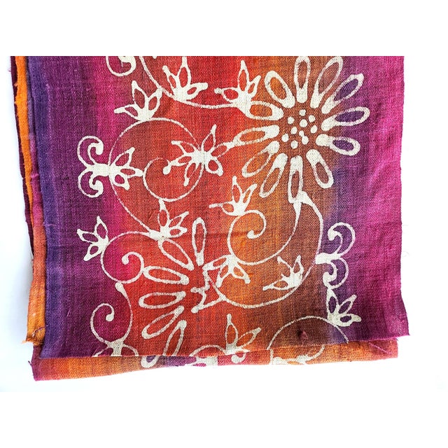 Vintage Indonesian Jewel Tone Batik Bark Cloth Textile, 6 Yards For Sale - Image 10 of 10